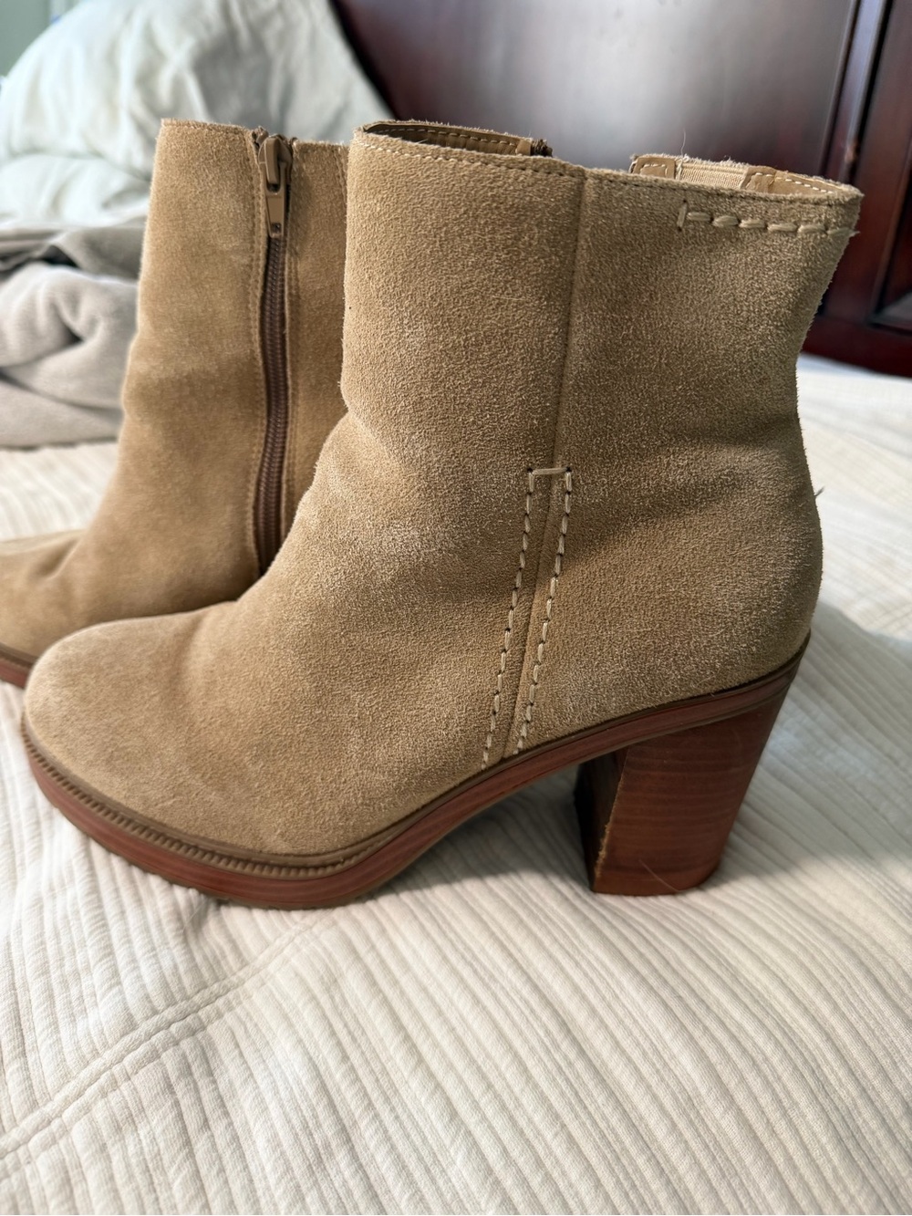 Crown Vintage Taupe Suede Platform Ankle Boots